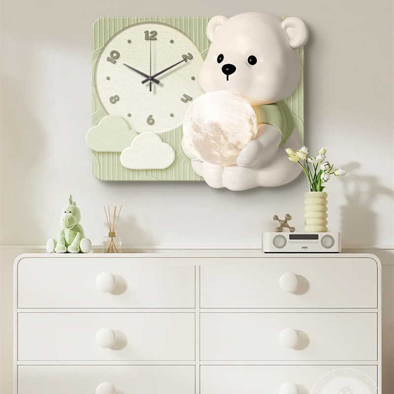 奶油风电表箱装饰画暴力熊带钟表餐厅H配电箱遮挡电闸箱弱电源挂