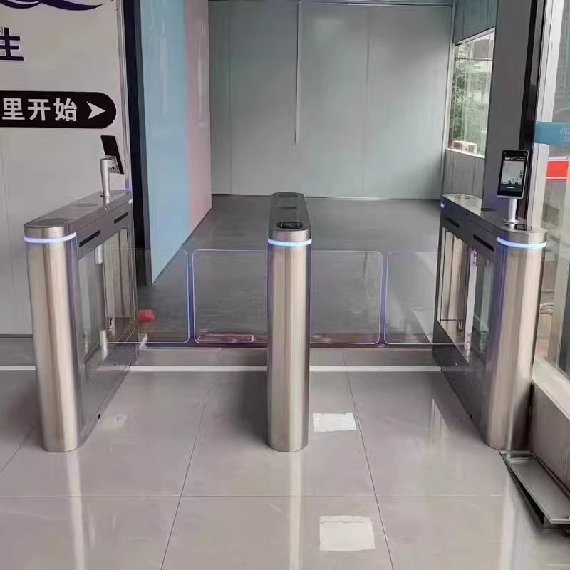 人行通道闸机桥式直角圆弧摆闸人脸识别进出门禁闸机亚克力摆闸