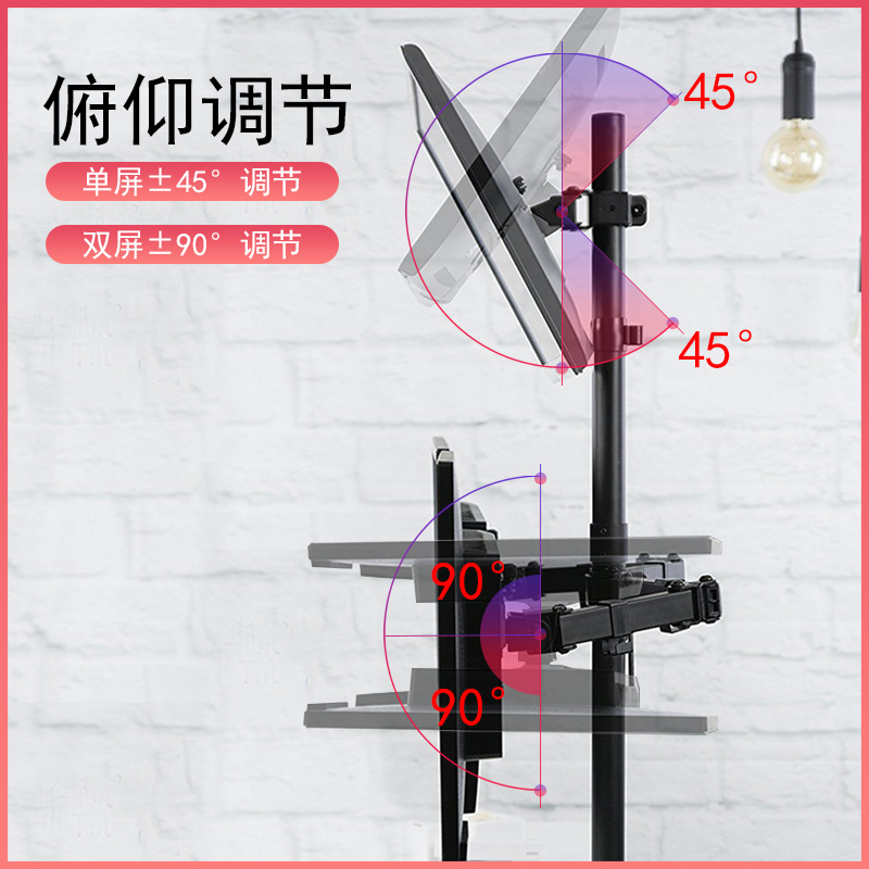 显示器支架电脑屏幕架子2+1底座万向旋转伸缩拼接多屏三屏