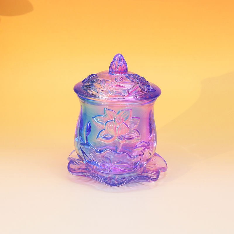 玻璃莲花圣水杯净水m杯供水杯家用室内供佛杯佛前供杯观音水杯佛