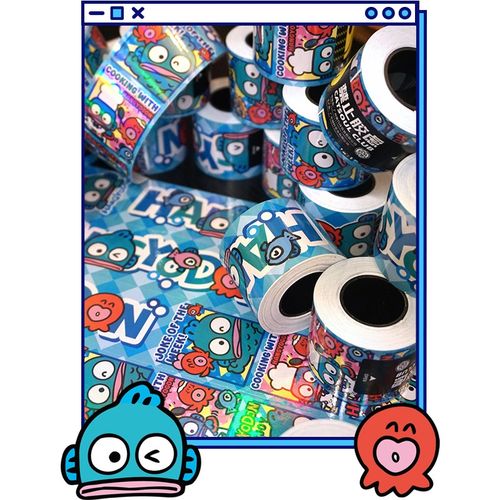 长条镭射丑鱼汉顿胶带贴纸人鱼适用光滑面行李箱笔记本电脑防水贴