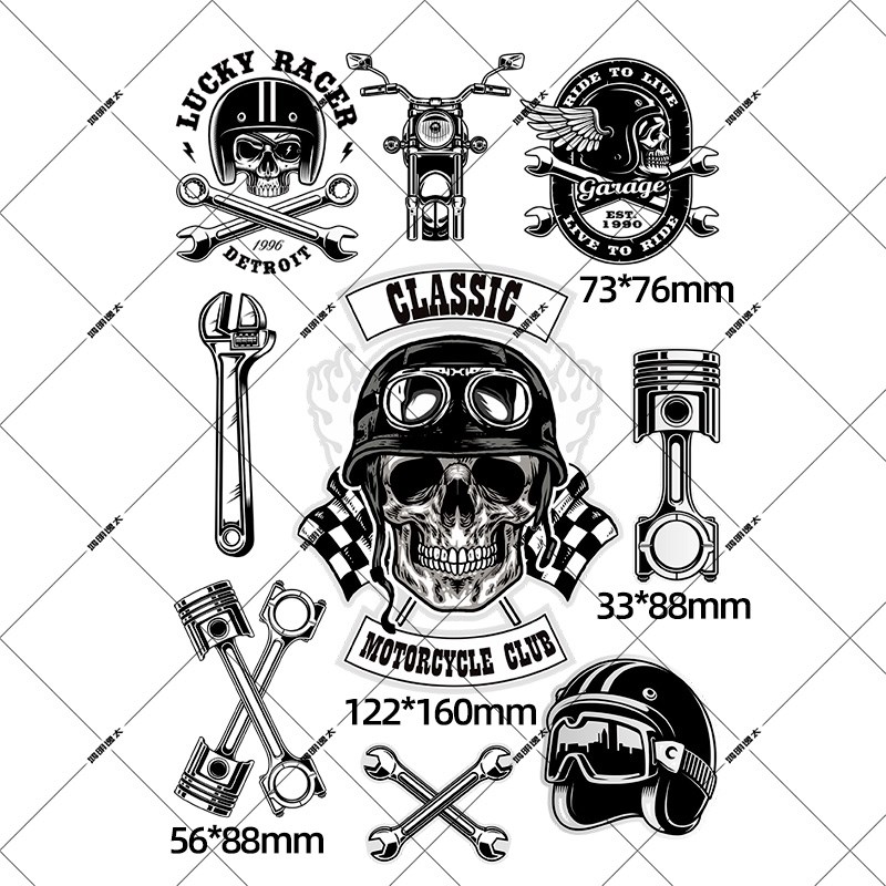 复古骷髅头摩托车机车贴纸贴花防水划痕遮挡装饰贴画头盔贴纸