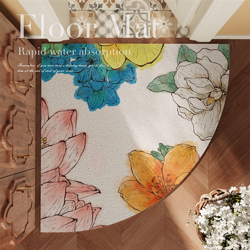 中式水墨风扇形入户门地垫进门门口门垫脚垫进户门入门大门地毯创