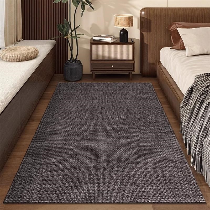 卧室床边地毯米色纹客厅沙发茶几毯主卧床前可擦免洗耐脏防滑地垫