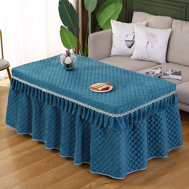 加厚绒电炉罩烤火罩长方形裙摆式冬季家用茶几取暖桌布电暖炉被套