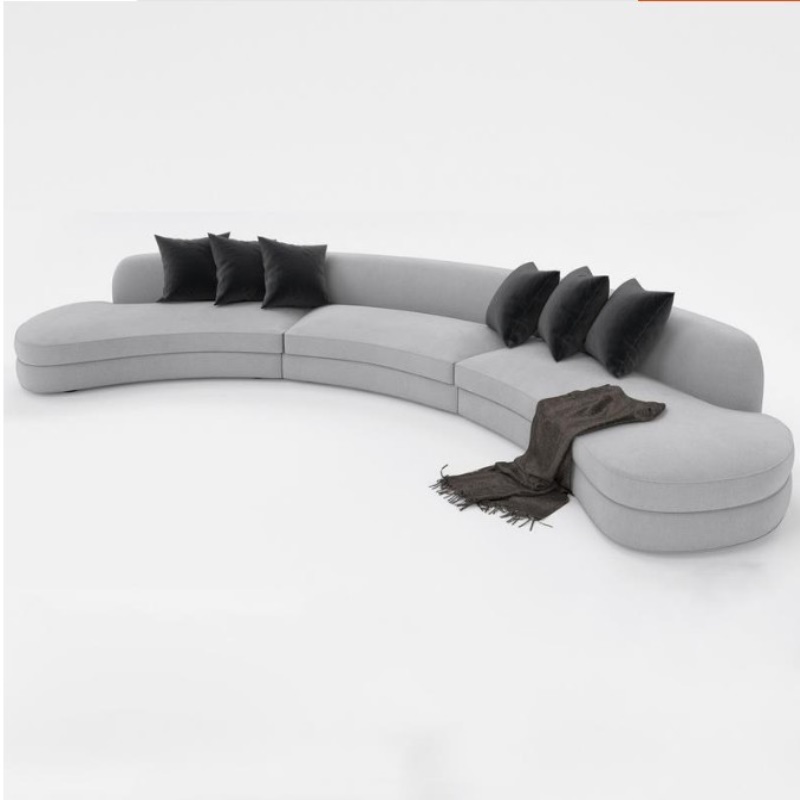 北欧轻奢弧形设计师创意多人位科技布沙发商务酒店写字楼沙发组合