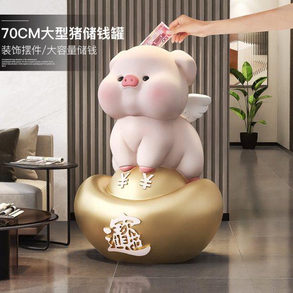 金元宝猪存钱罐摆件落地大容量储蓄罐只进不出轻奢客厅家用装饰品,家居饰品,落地摆件,淘宝优惠券,粉丝福利购,淘宝优惠卷