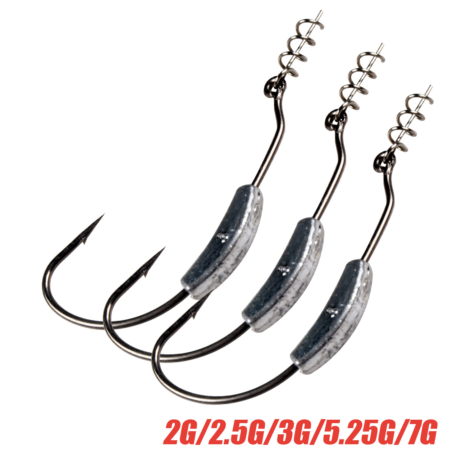 批发路亚带铅曲柄钩带弹簧锁针宽幅钩子软饵钩配重铅头曲柄钩