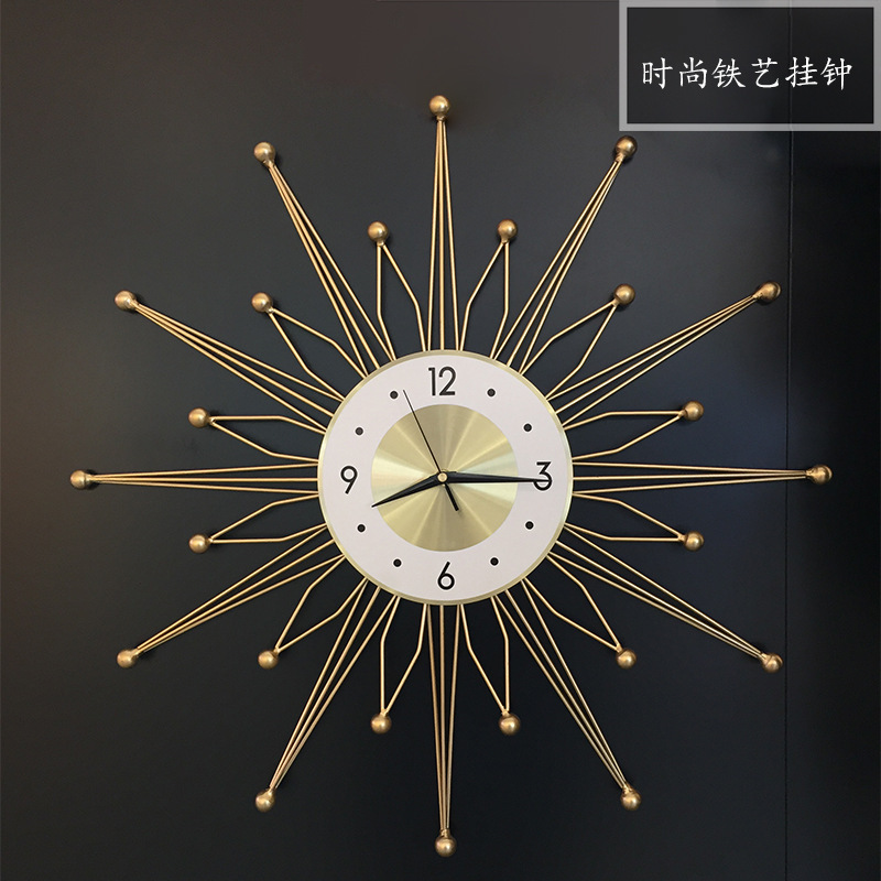 挂墙时钟创意铁艺挂钟时尚简约卧室客厅家用热卖钟表客厅轻奢挂表