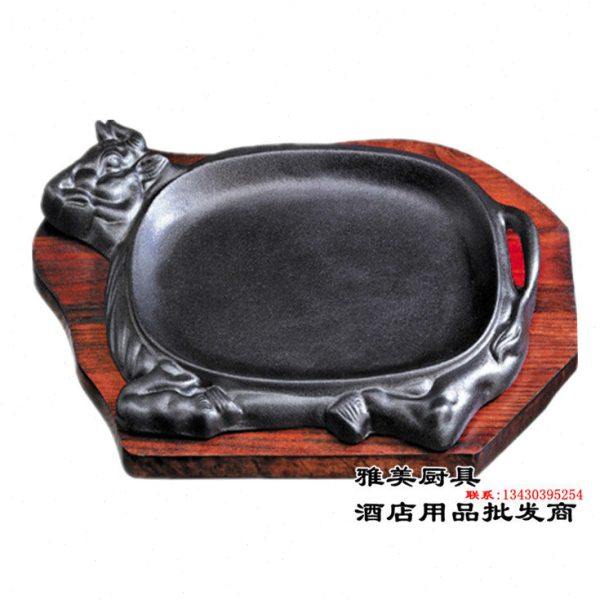 加厚铸铁牛头形牛排铁板烧烤盘牛肉铁板烧家用西餐厅烤肉锅