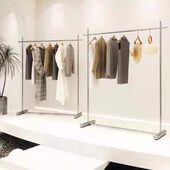 店 衣架不锈钢十字挂衣杆中岛架货架陈列架女装 服装 店展示架落地式