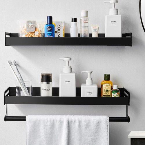 免打孔卫生间淋浴房置物架冲凉房壁挂欧式多功能镜前洗漱台毛巾杆