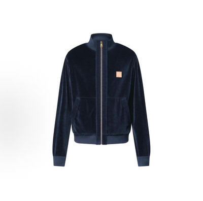 【Adam】25FW  男女情侣明星同款 丝绒螺纹运动夹克外套 白敬亭