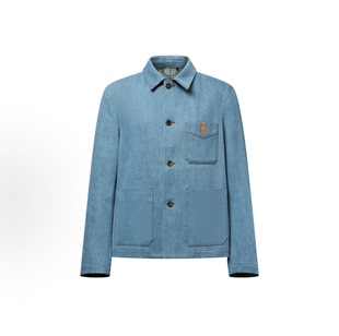 【Adam】26SS男女情侣明星同款 桑蚕丝混纺牛仔工装夹克外套 蓝色