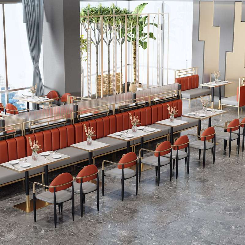 轻奢铁艺西餐厅桌椅主题餐饮自助火锅饭店咖啡厅靠墙简约卡座沙发