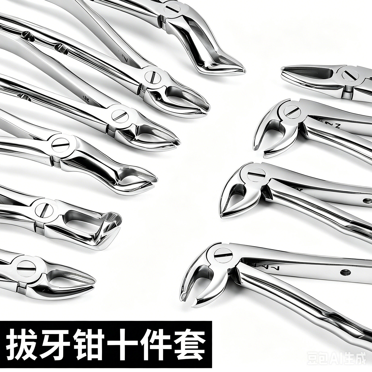 牙科拔牙钳不锈钢成人智齿儿童乳牙拔牙钳套装十件套齿科口腔器械