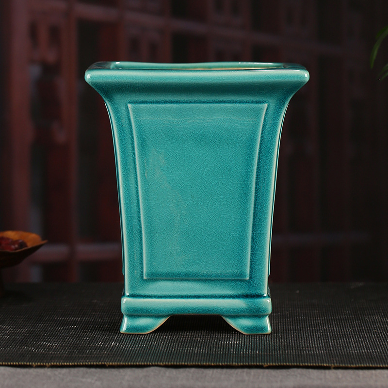 四方兰花盆矮牵牛宜兴釉水可批发家居摆件好物颜色高雅造型YLH05