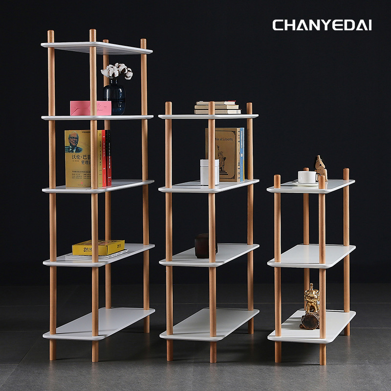 新品北欧书架简约学生实木书柜落地置物架客厅简易儿童创意陈列架