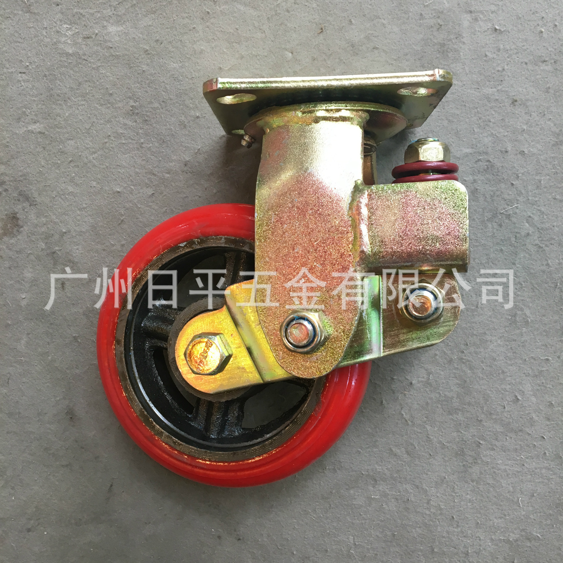 重型双弹簧平衡减震聚氨酯轮7系列6寸铁芯双滚珠万向平板车