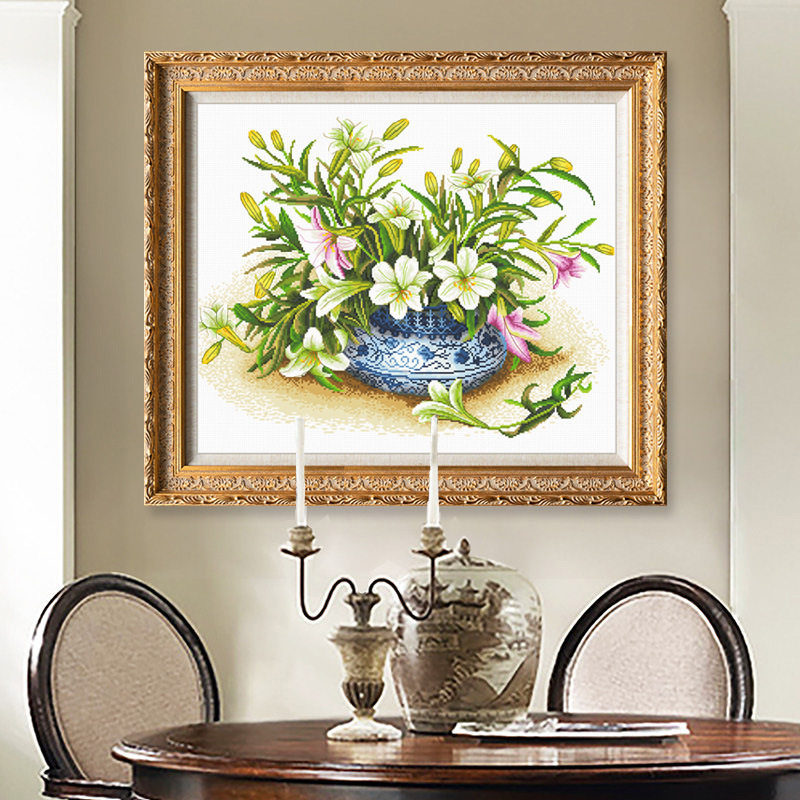 十字绣新款线绣小件花卉现代简约客厅卧室简单刺绣十字绣画