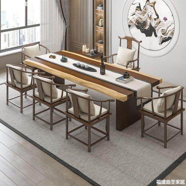 新中式客厅全实木茶桌椅组合 公室会客大板洽谈原木茶桌一组合,商业/办公家具,茶台/茶桌,淘宝优惠券,粉丝福利购,淘宝优惠卷