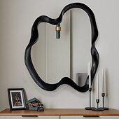 卫生间浴室镜洗手台波浪镜子 壁挂梳妆镜法式 欧式 异形化妆镜台式