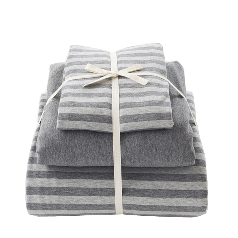 无印天竺棉四件套日式简约良品全棉针织棉床笠床单被套床品三件套