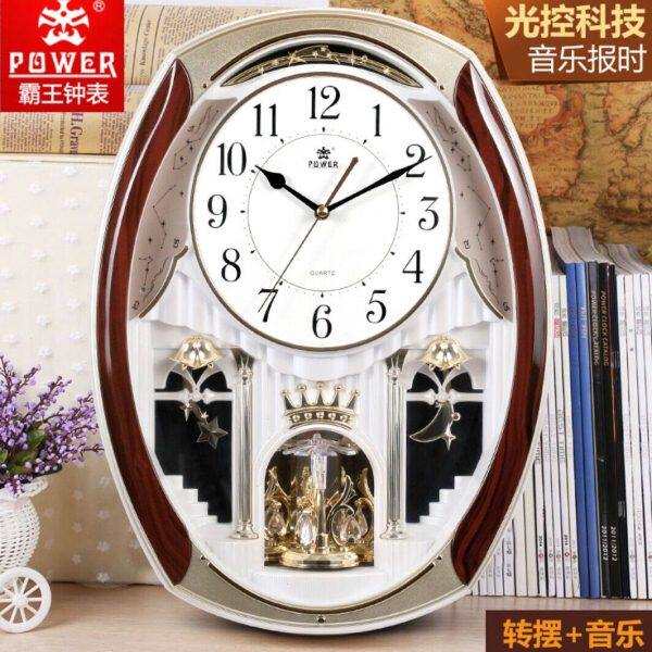 POWER霸王18英寸欧式豪华音乐报时客厅静音石英挂钟新房饰品时钟