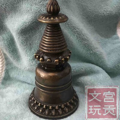 宫贡复刻嘎当塔西藏舍利塔佛塔摆件民族菩提宝塔纯铜复古噶当塔