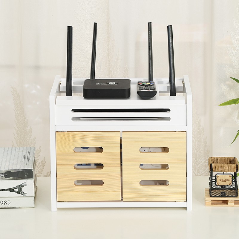 路由器收纳盒wifi猫遥控器收纳架子插排客厅机顶盒置物架插座遮挡