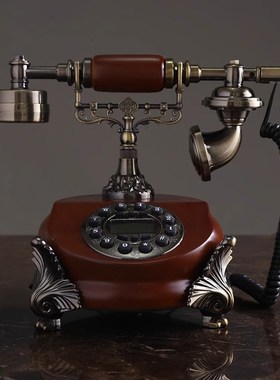 源盛集珍家居饰品美式复古电话机摆件欧式模型古董摆设工艺品装饰