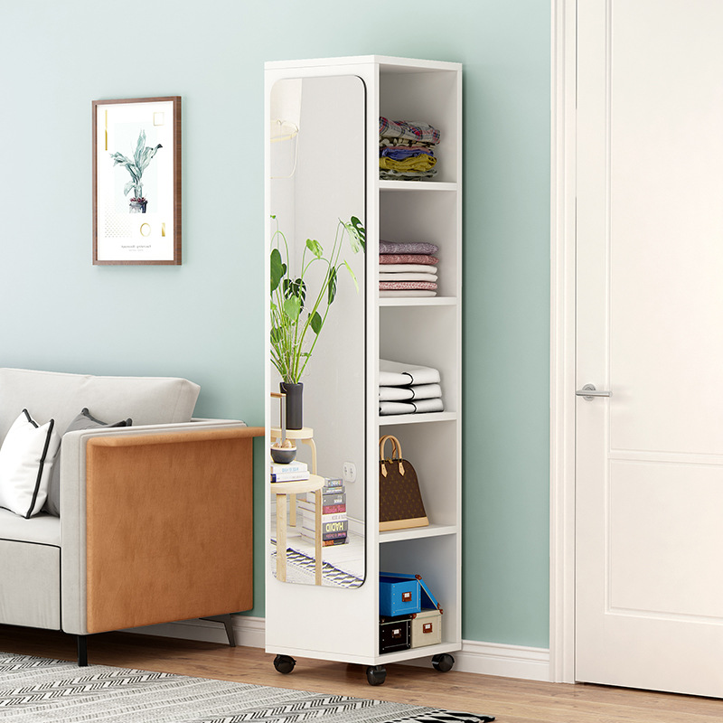 穿衣镜全身落地镜收纳柜家用简约多功能旋转储物立体卧室试衣镜子