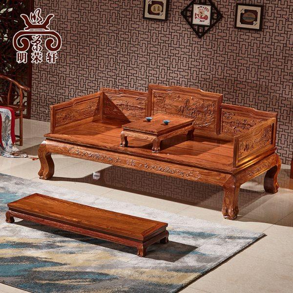 明荣轩刺猬紫檀木山水罗汉床花鸟休息塌实木床书房午休床卧室床,住宅家具,红木床,淘宝优惠券,粉丝福利购,淘宝优惠卷