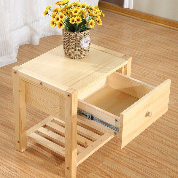 简约床头柜松木全实木现代经济台式桌简易款书架窗头柜柜子床边柜