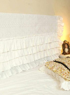 韩式法式公主风白色加厚夹棉防滑绣花保暖床头罩床头套靠背保护