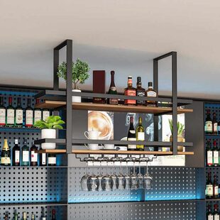 简约金属铁艺吊架置物架吧台餐厅酒吧厨房悬挂吊顶吊柜红酒架酒杯