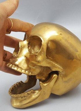 热卖纯铜骷髅头黄铜工艺品摆件家居客厅玄关办公室桌面装饰品