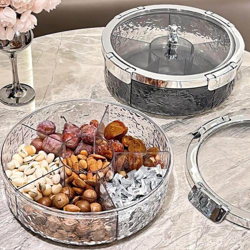 新品轻奢密封零食摆放盘过年干果盘收纳盒家用客厅茶几高档水果盘