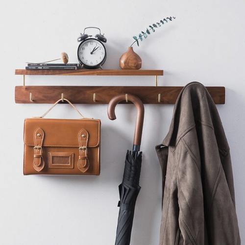 玄关挂衣架衣帽架挂钩进门入户钥匙包挂架卧室客厅多功能置物架木