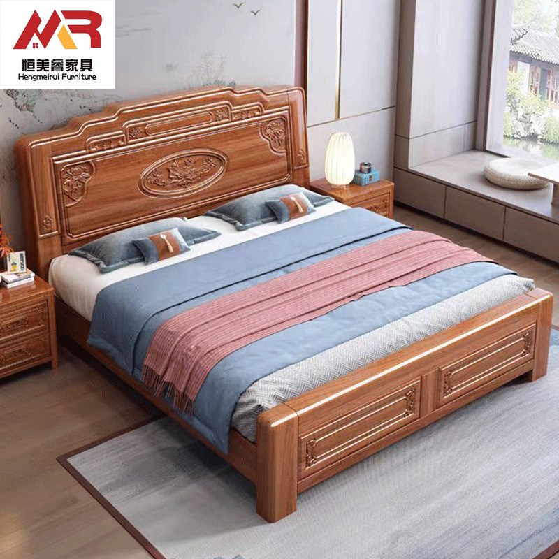 金花梨木实木大床家用主卧床中式1.8米双人床雕花明清彷Y古床1.5