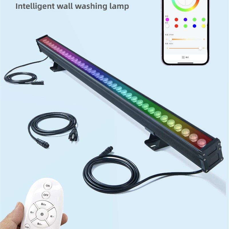 led全彩智能洗墙灯户外防水遥控36W氛围灯楼体亮化舞蹈房背景灯