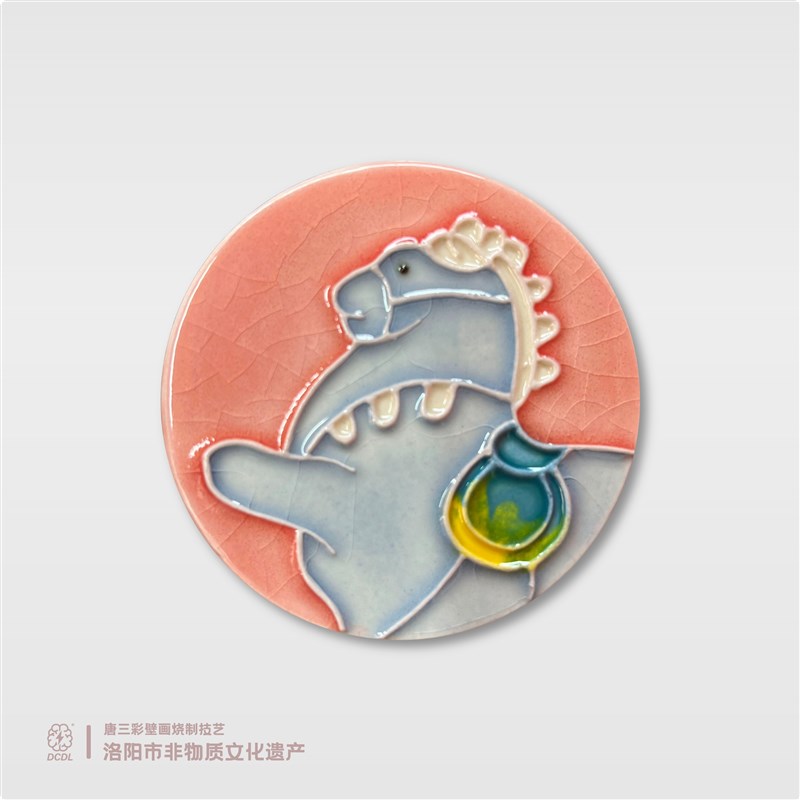 原创唐三彩西安博物馆洛阳文创小粉马陶瓷冰箱贴可爱手工礼品礼物