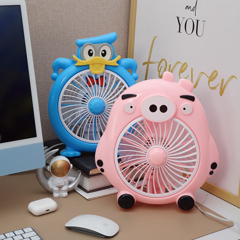 中炜卡通电风扇台式转页扇学生宿舍迷你小风扇静音家用台扇发