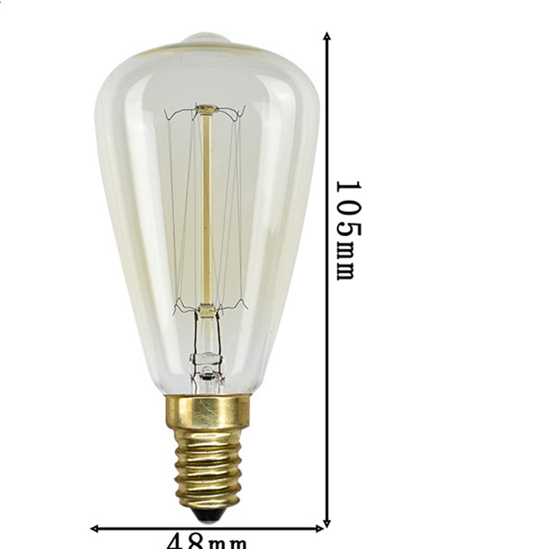 ST48直丝40W爱迪生复古小钨丝吊钟泡e14小螺口茶色奶嘴灯泡非s64