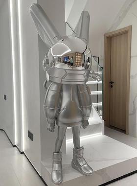 机械太空兔装饰品家居客厅电视柜落地创意电镀高级感软装艺术摆件