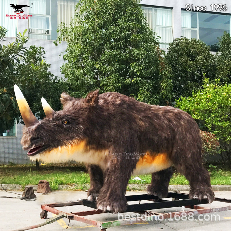 热卖动物仿真模型长毛犀牛儿童摆件恐龙野生农场主题引流