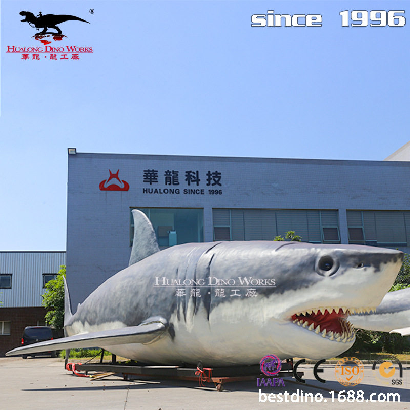 仿真海洋动物模型 硅胶电动史前巨齿鲨 海洋水族馆景区引流美陈