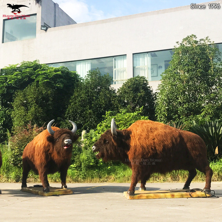 仿真动物模型厂家 机械电动粘毛野牛 公园景区动物乐园美陈装饰