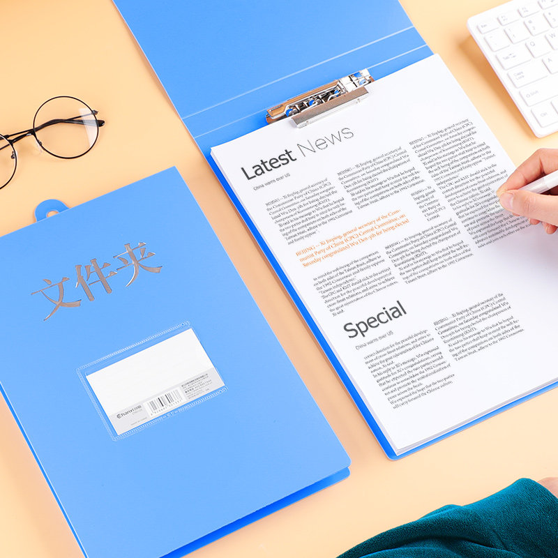 5个装办公文件夹A4/16K悬挂式竖式上翻页文件夹板夹加厚财务学校