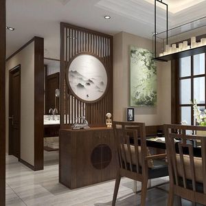 施麦尔新中式屏风储物柜柜入户玄关客厅遮挡进门定制可隔断实木镂